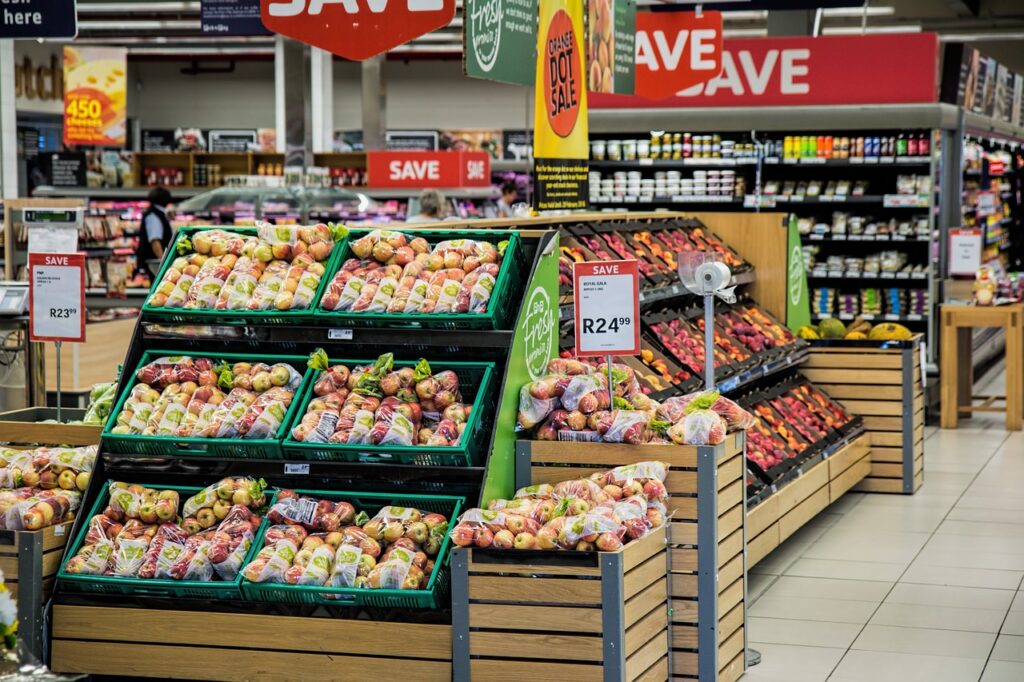 Retiring overseas-a display of fruit in a produce department