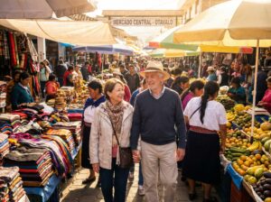 living abroad-older couple in outdoor market in Ecuador