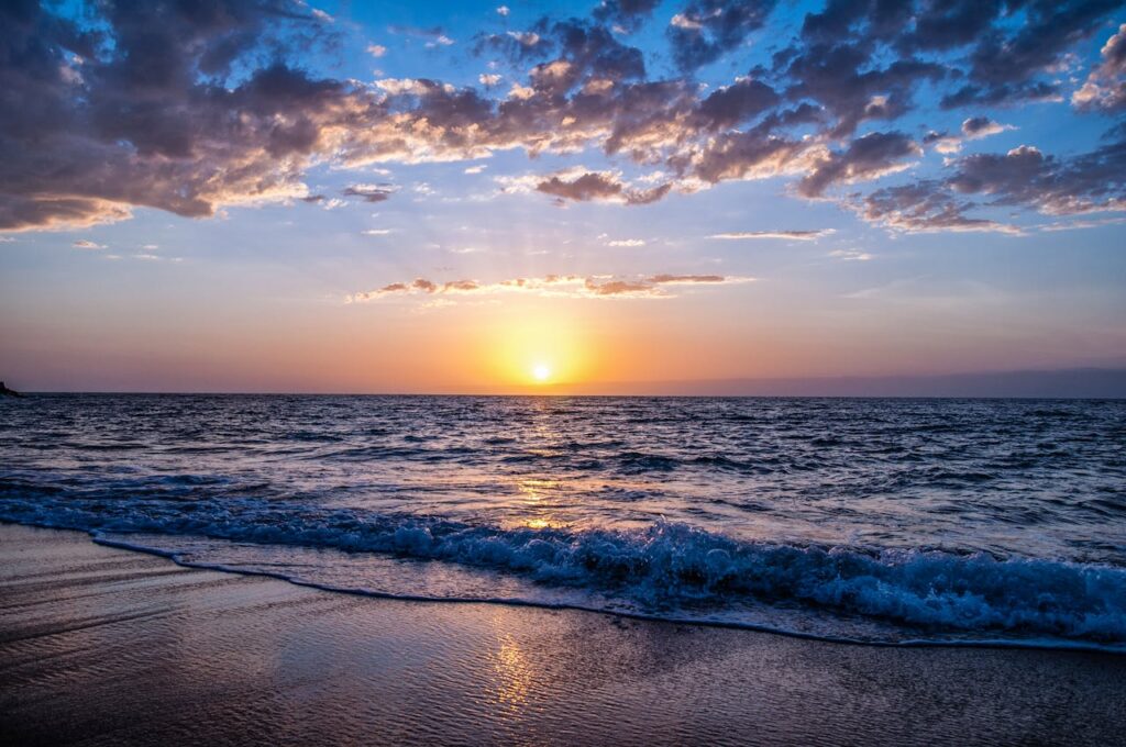 retirement without structure-a quiet shoreline at sunset