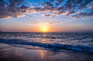 retirement without structure-a quiet shoreline at sunset